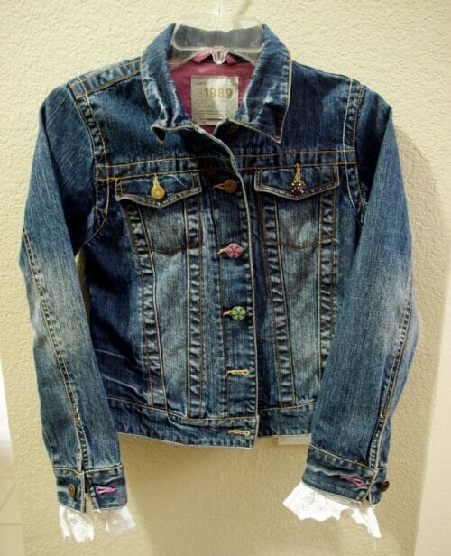 light on girls clothing of denim coat