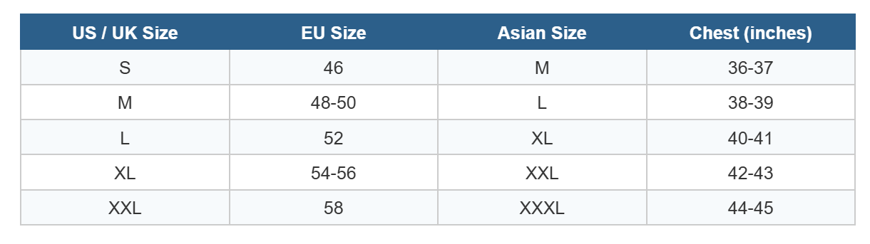 Men's Quick Reference (Tops)